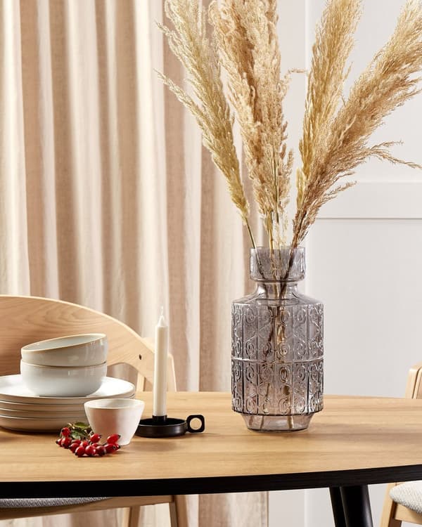 Blomstervase Grå Glas 33 cm Dekorativ Bordplade Boligindretning Moderne Design