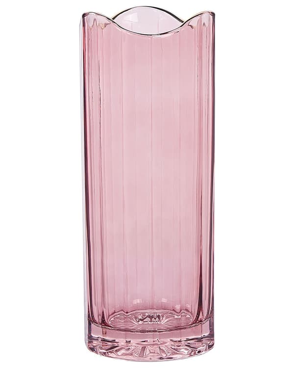 Blomstervase Lyserødt glas 30 cm Dekorativ bordplade Gylden accent boligdekoration Moderne design