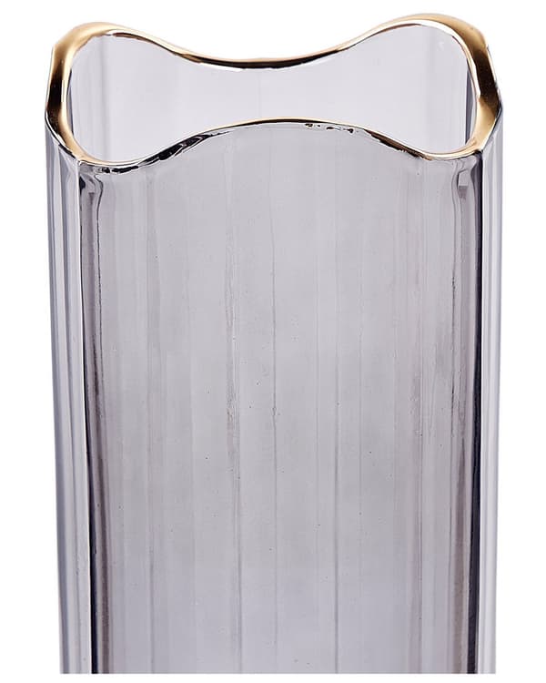 Blomstervase Grå Glas 30 cm Dekorativ Bordplade Gylden Accent Boligindretning Moderne Design