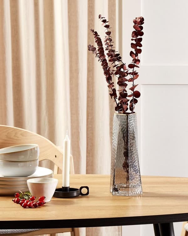 Blomstervase Grå Glas 27 cm Dekorativ Bordplade Boligindretning Moderne Design