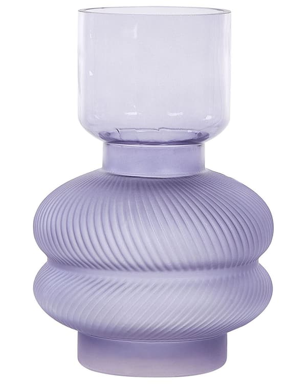 Kukkamaljakko violetti 14 x 24 x 14 cm lasi koristeellinen pyöreä moderni perinteinen