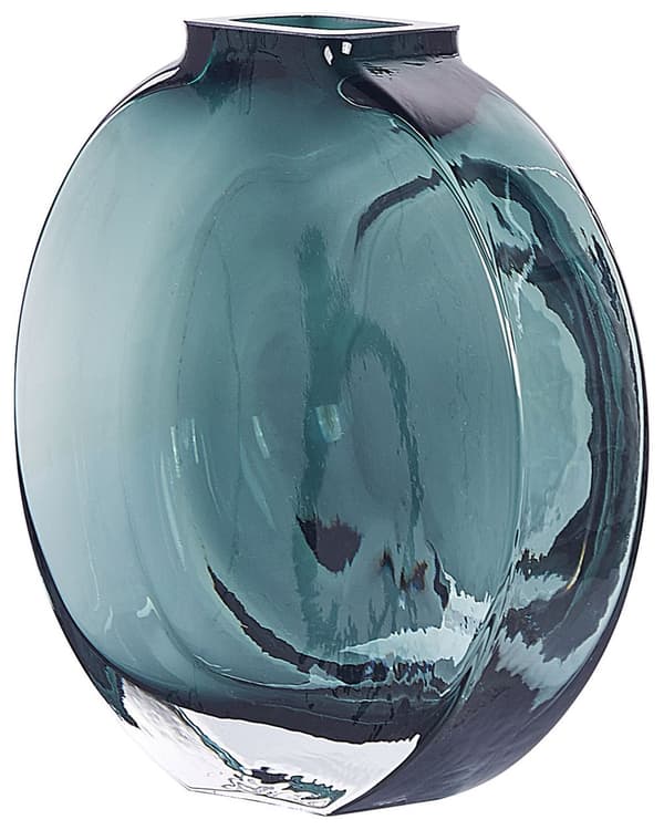 Blomvas Turkos Glas 15 cm Dekorativ Rund form Bordsskiva Hem Dekoration Modern Design