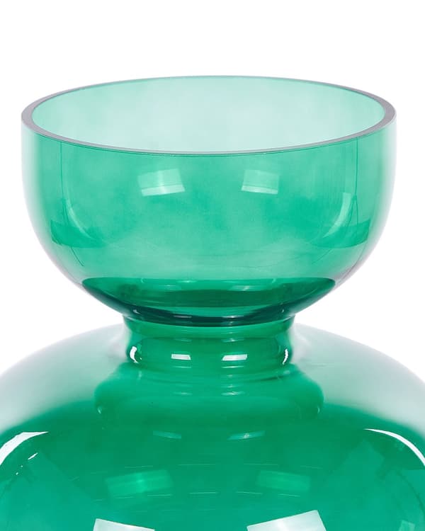 Vase Grøn Glas 27 cm Moderne Rund Glasvase til Stuen Bordpynt til Soveværelse Pynteting til Vindueskarm Tilbehør Blomstervase