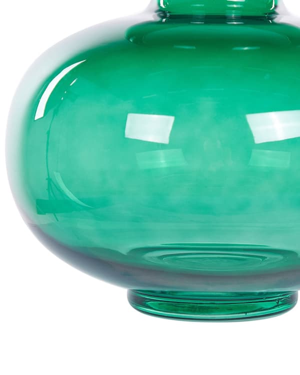 Vase Grøn Glas 27 cm Moderne Rund Glasvase til Stuen Bordpynt til Soveværelse Pynteting til Vindueskarm Tilbehør Blomstervase