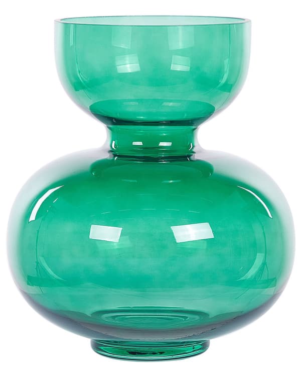Vase Grøn Glas 27 cm Moderne Rund Glasvase til Stuen Bordpynt til Soveværelse Pynteting til Vindueskarm Tilbehør Blomstervase