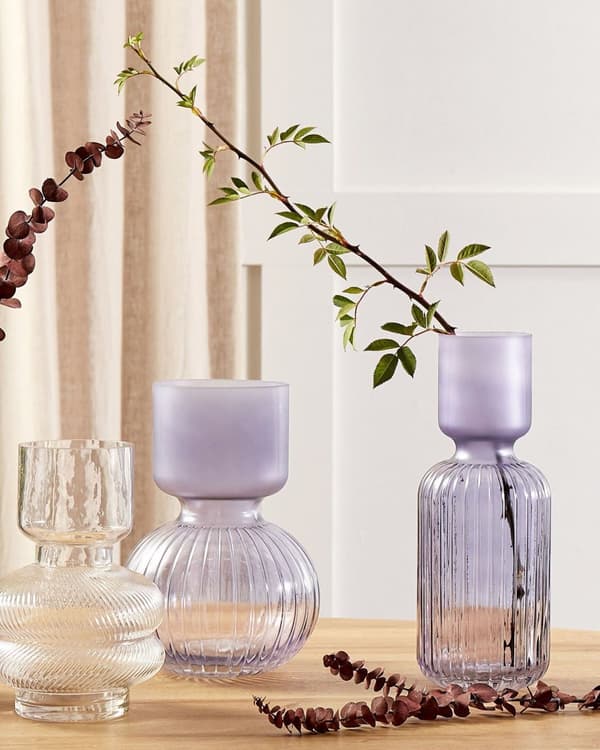Vase Lilla Glas 31 cm Moderne Glasvase til Stuen Bordpynt til Soveværelse Pynteting til Vindueskarm Tilbehør Blomstervase Retro Flaskeform
