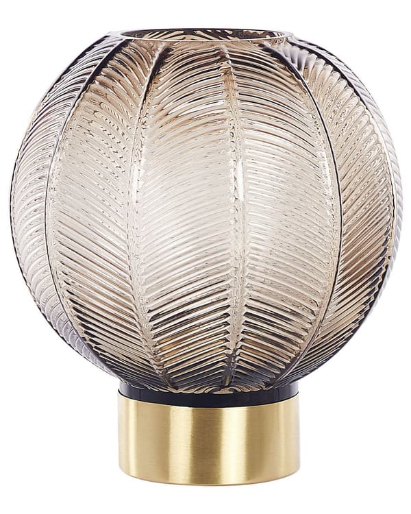 Vase Brun Guld Glas 24 cm Moderne Rund Glasvase til Stuen Bordpynt til Soveværelse Pynteting til Vindueskarm Tilbehør Blomstervase Retro