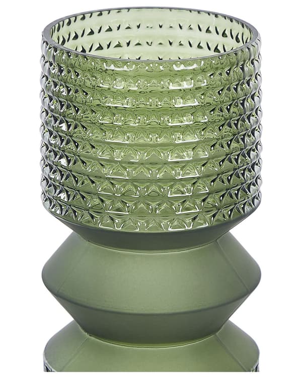 Vase Grøn Glas 26 cm Moderne Glasvase til Stuen Bordpynt til Soveværelse Pynteting til Vindueskarm Tilbehør Blomstervase Abstrakt