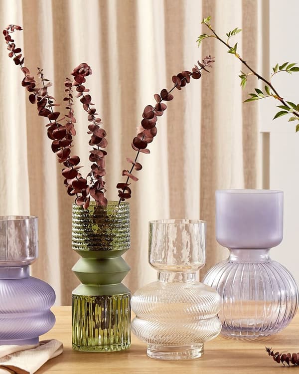 Vase Grøn Glas 26 cm Moderne Glasvase til Stuen Bordpynt til Soveværelse Pynteting til Vindueskarm Tilbehør Blomstervase Abstrakt
