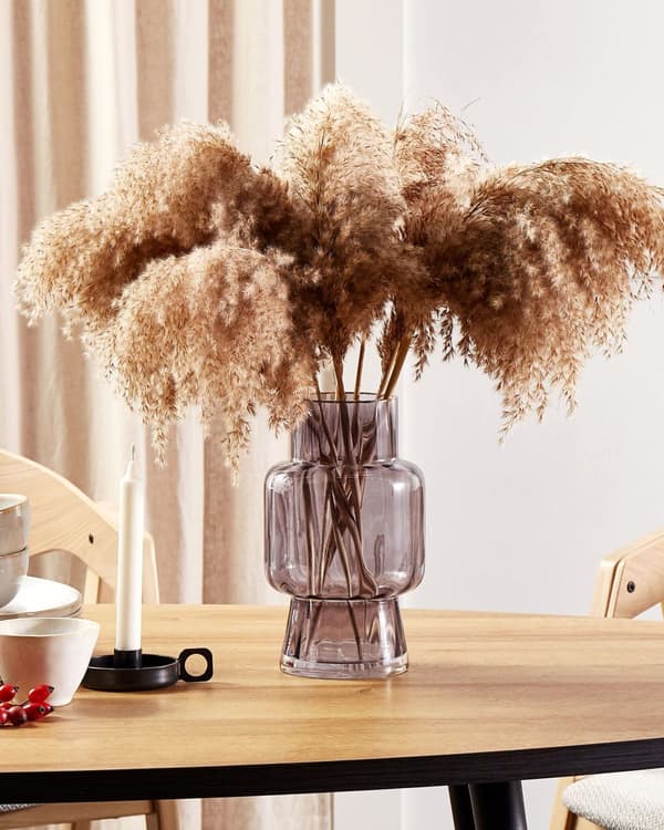 Vase Grå Glas 26 cm Moderne Glasvase til Stuen Bordpynt til Soveværelse Pynteting til Vindueskarm Tilbehør Blomstervase
