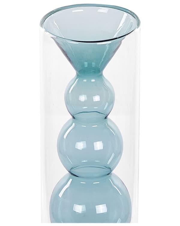 Vase Turkis Transparent Glas 26 cm Moderne Glasvase til Stuen Bordpynt til Soveværelse Pynteting til Vindueskarm Tilbehør Blomstervase