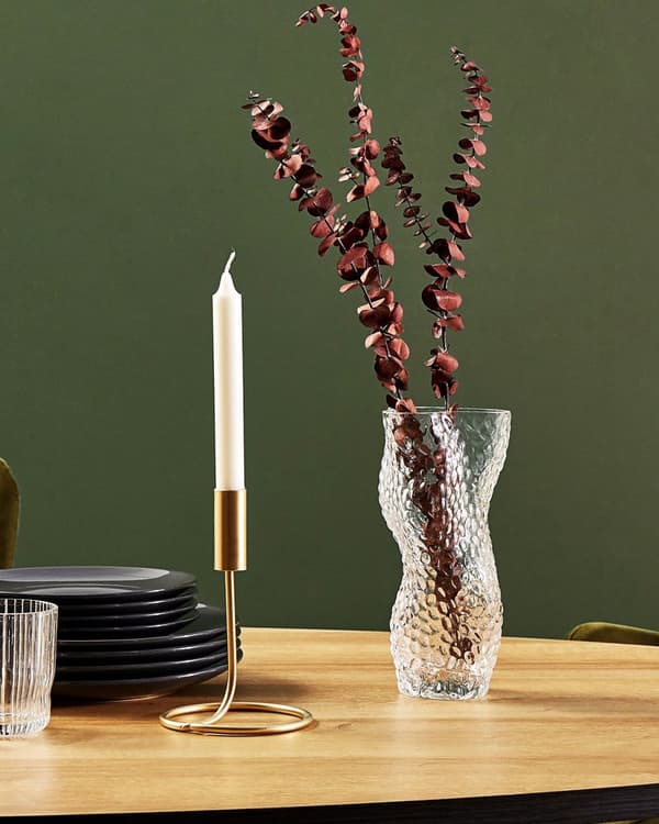Blomvas Transparent Glas 23 cm Dekorativ Bordsskiva Heminredning Modern Design