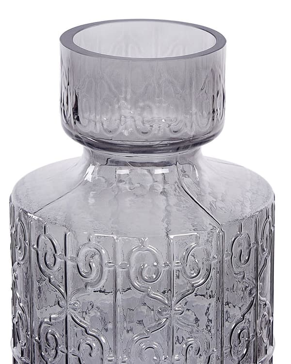 Blomvas Grått Glas 33 cm Dekorativ Bordsvas Heminredning Modern Design