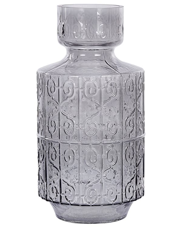 Blomvas Grått Glas 33 cm Dekorativ Bordsvas Heminredning Modern Design