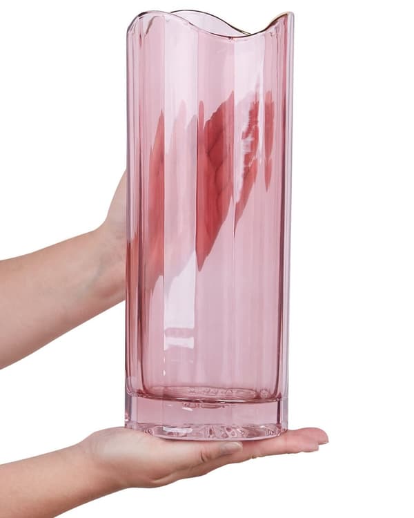 Blomvas Rosa Glas 30 cm Dekorativ Bordsvas Accentpjäs Heminredning Modern Design