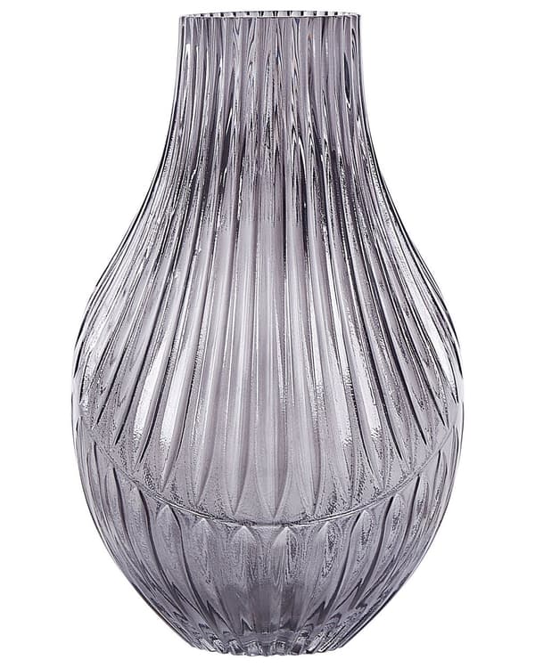 Blomvas Grå Glas 36 cm Abstrakt Form Modern Design Vardagsrum Sovrum