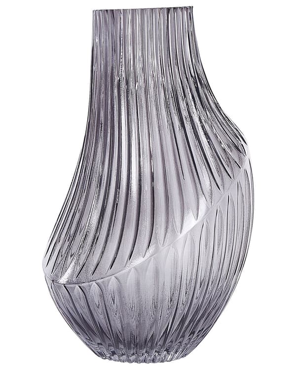 Blomvas Grå Glas 36 cm Abstrakt Form Modern Design Vardagsrum Sovrum