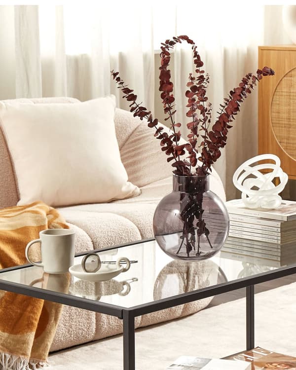 Vase Grå Glass 22 cm Rund form Blomstervase Moderne design Tilbehør Dekorasjon Stue Spisestue