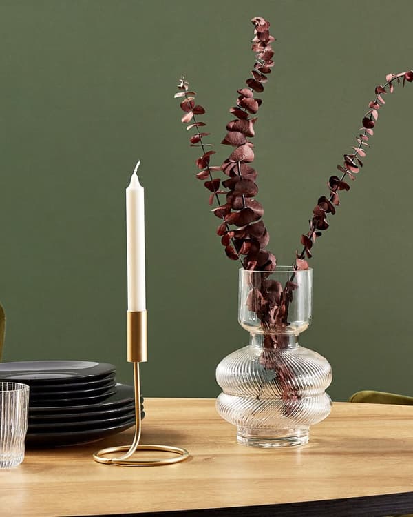 Vase Lilla Transparent 24 cm Rund form Moderne design Blomstervase Dekorasjon Tilbehør