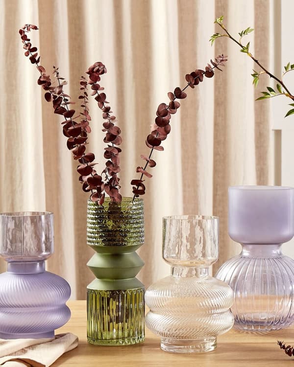Vase Lilla Transparent 24 cm Rund form Moderne design Blomstervase Dekorasjon Tilbehør