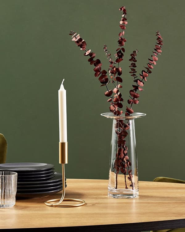 Vase Gjennomsiktig glass 26 cm Rund form Moderne design Dekorasjon Tilbehør Blomstervase