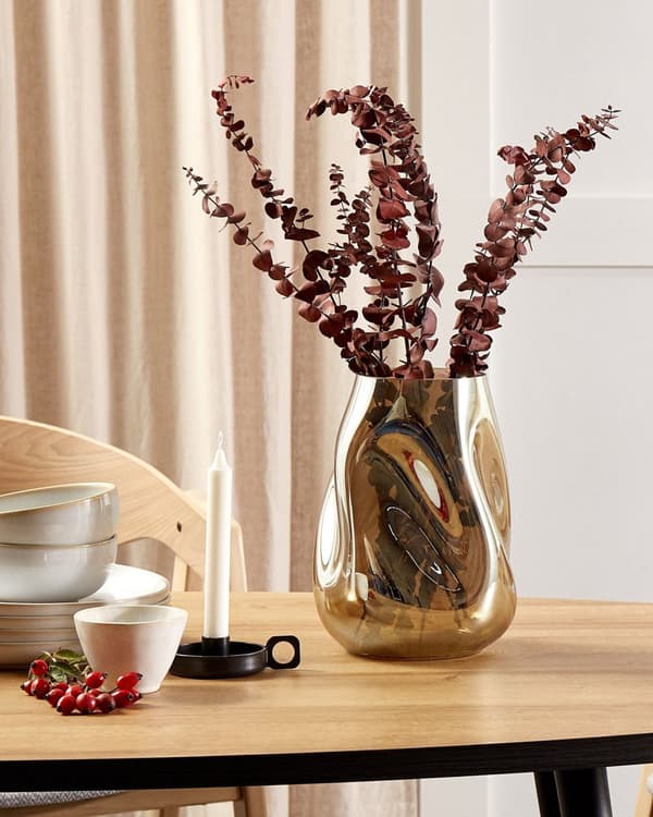 Vase Brun Glass 27 cm Halvgjennomsiktig Ujevn form Moderne design Dekorasjon Tilbehør Blomstervase