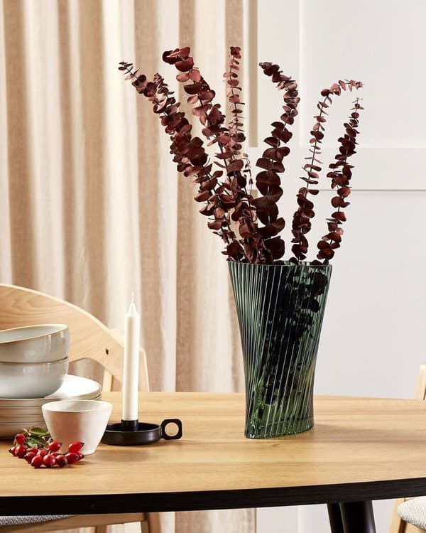 Vase Grønn Glass 26 cm Halvgjennomsiktig Moderne design Blomstervase Dekorasjon Tilbehør