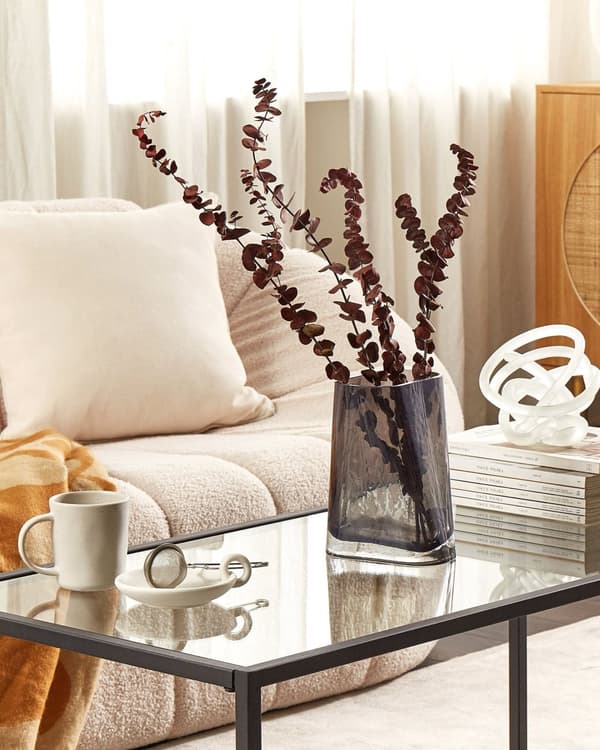 Blomstervase Mørkegrå Grå Glass 20 cm Dekorativ Bordplate Hjemdekorasjon Moderne