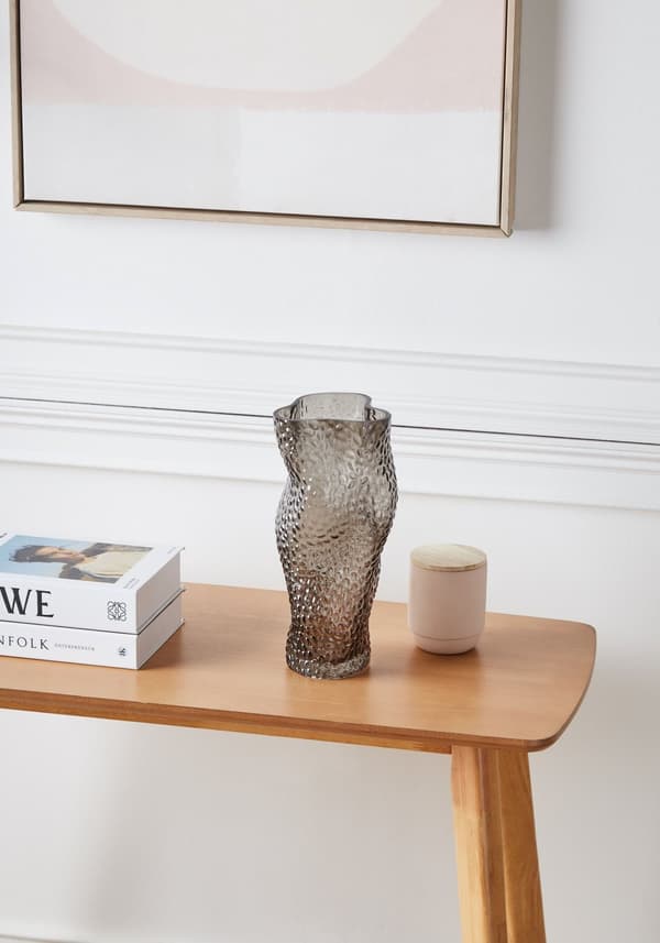 Blomstervase Grå Glass 31 cm Dekorativ Bordplate Hjemdekorasjon Moderne