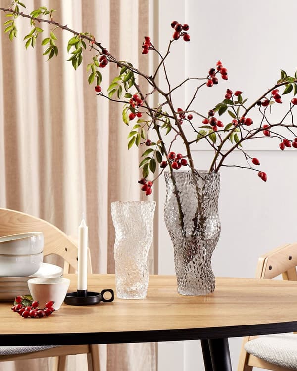 Blomstervase Grå Glass 31 cm Dekorativ Bordplate Hjemdekorasjon Moderne