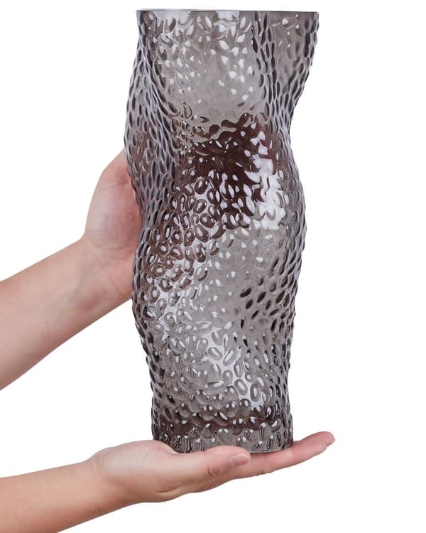 Blomstervase Grå Glass 31 cm Dekorativ Bordplate Hjemdekorasjon Moderne