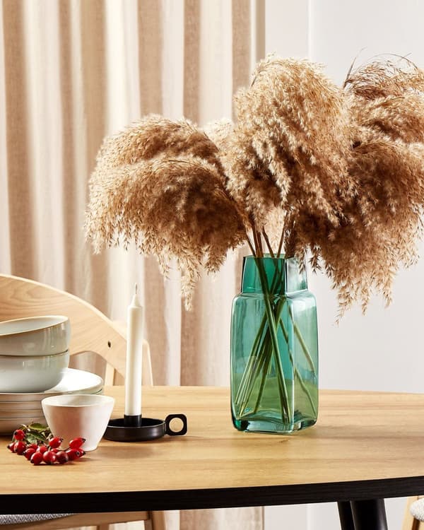 Vase Grønn Glass 26 cm Flaskeformet Moderne design Blomstervase Dekorasjon Tilbehør