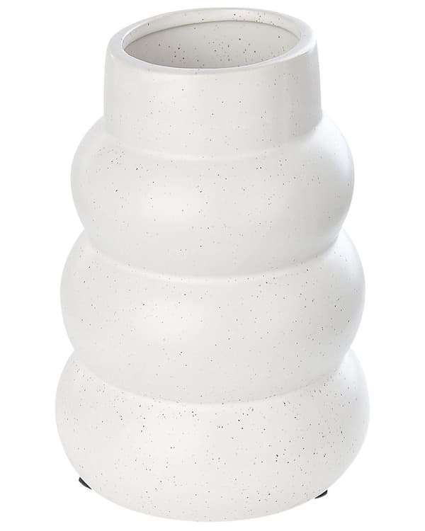 Blomstervase Hvid Stentøj 22 cm Dekorativt boligtilbehør Minimalistisk boligindretning