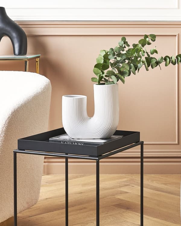 Blomvas Vit Stengods Dubbelsidig 23 cm Dekorativ Hemtillbehör Minimalistisk Hemdekor