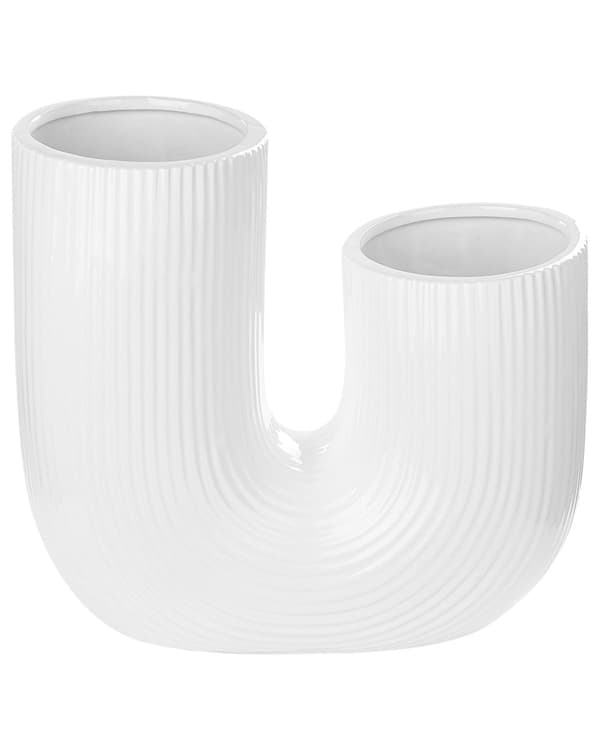 Blomvas Vit Stengods Dubbelsidig 23 cm Dekorativ Hemtillbehör Minimalistisk Hemdekor