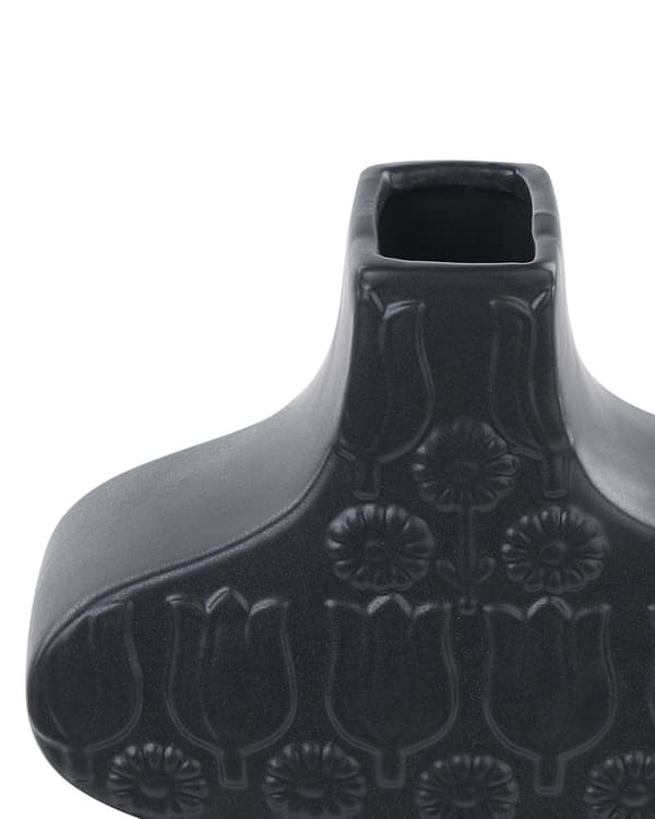 Vase Sort Porcelæn 25 cm Lille Moderne Blomstervase med Smal Hals Kvindelig Kropstræk Design med Blomster Mønster Pynteting til Vindueskarm