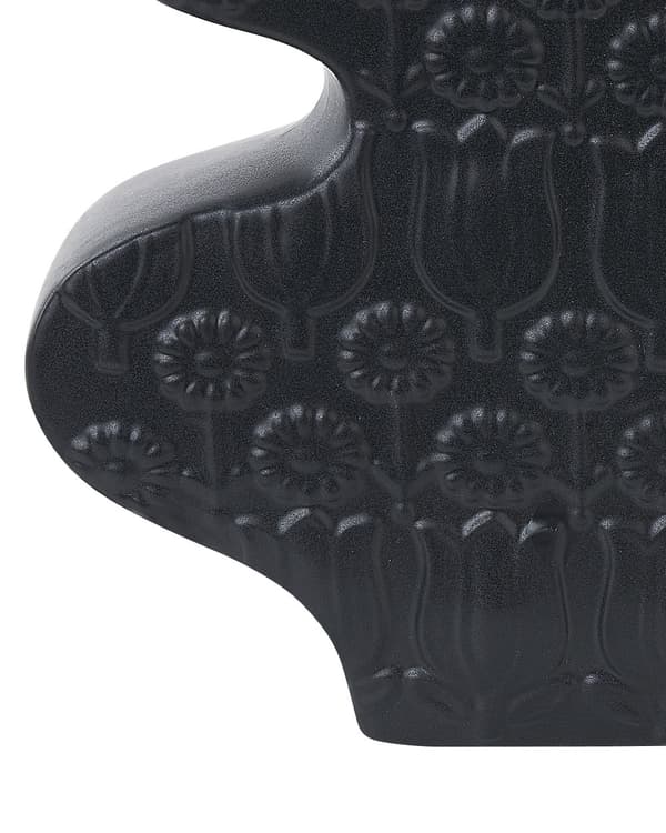 Vase Sort Porcelæn 25 cm Lille Moderne Blomstervase med Smal Hals Kvindelig Kropstræk Design med Blomster Mønster Pynteting til Vindueskarm