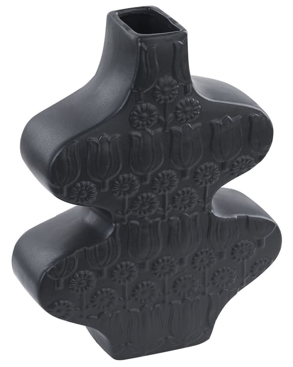 Vase Svart Porselen H25 cm Abstrakt form Dekorasjon Tilbehør Moderne design Blomstervase