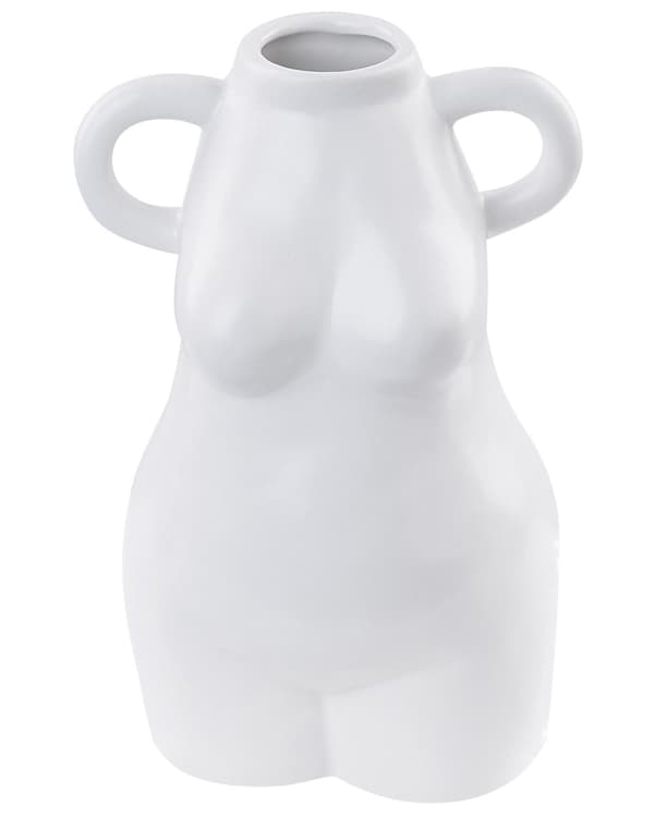 Vase Hvit Porselen H25 cm Formet som en kvinne Runde håndtak Dekorasjon Tilbehør Moderne Vanntett