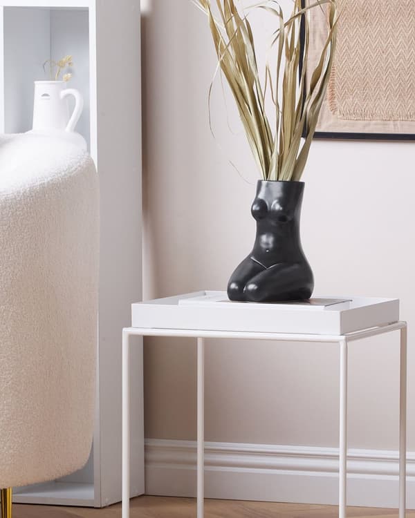 Vase Svart Porselen H22 cm Formet som en kvinne Abstrakt design Dekorasjon Tilbehør Moderne Vanntett
