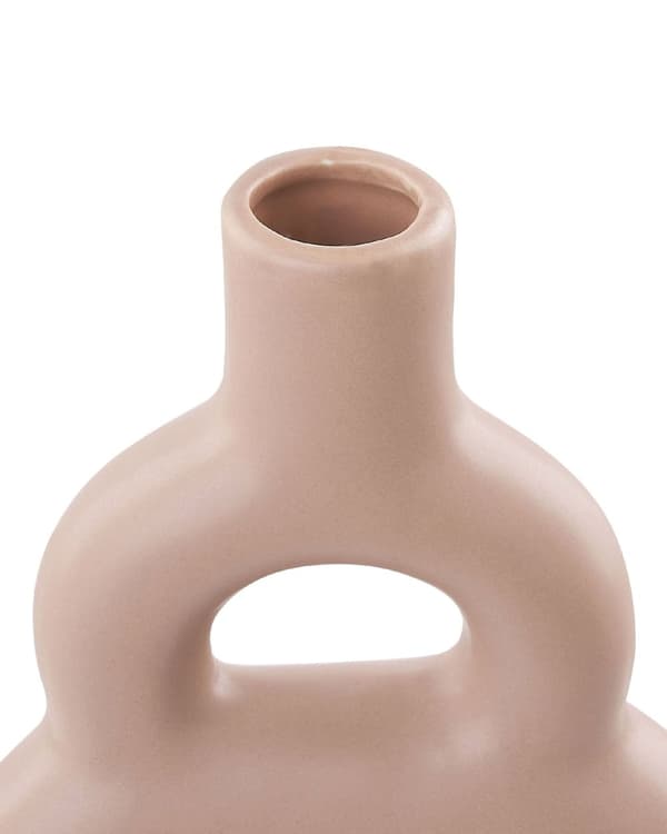 Kukkamaljakko beige 17 x 28 x 4 cm posliini abstrakti kevyt vedenpitävä moderni