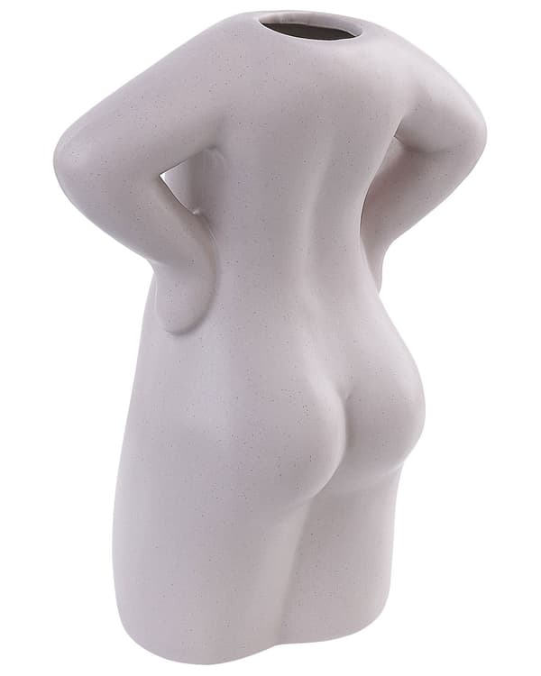 Kukkamaljakko beige 17 x 24 x 6 cm posliini vartalon muotoinen kevyt moderni feminiininen