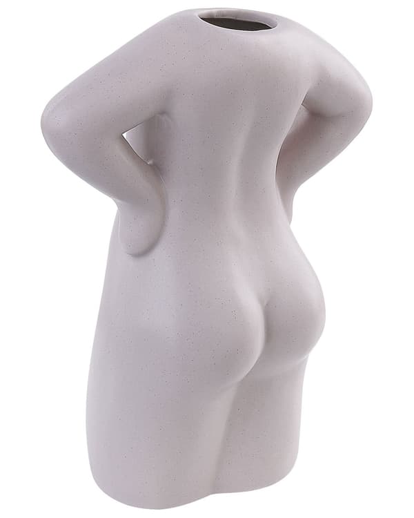 Kukkamaljakko beige 17 x 24 x 6 cm posliini vartalon muotoinen kevyt moderni feminiininen