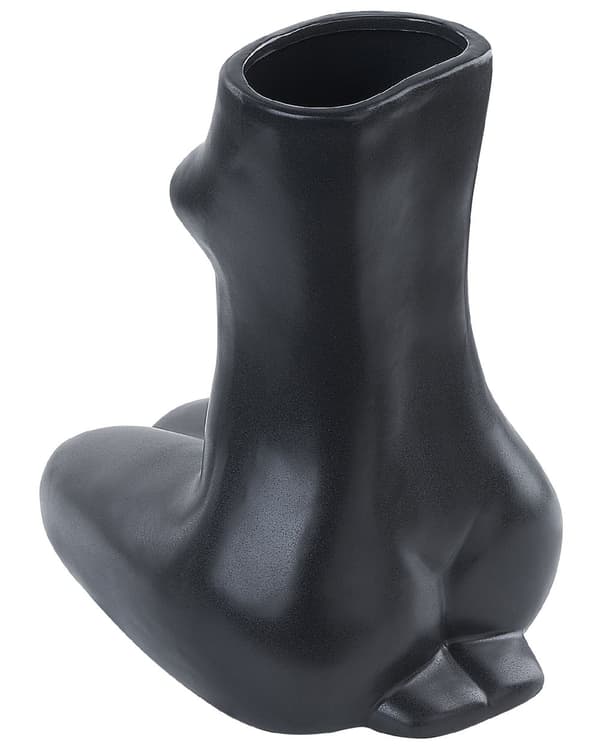 Kukkamaljakko musta 14 x 22 x 19 cm posliini kevyt vartalon muotoinen moderni feminiininen