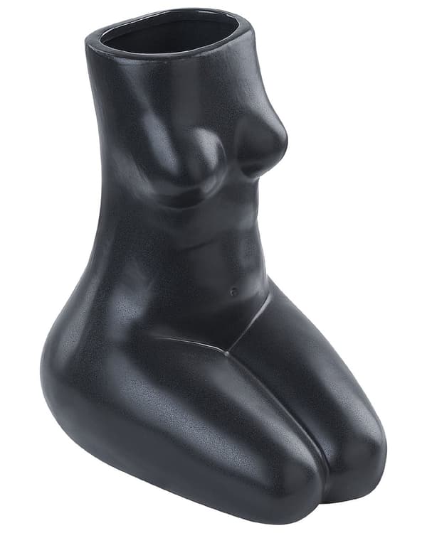 Kukkamaljakko musta 14 x 22 x 19 cm posliini kevyt vartalon muotoinen moderni feminiininen