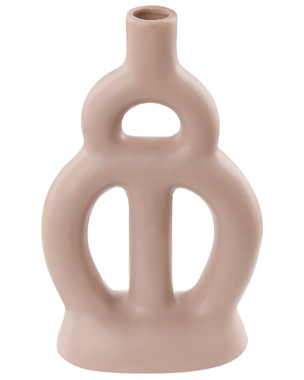 Dekorativ Bordsvas Beige 28 cm Modern Abstrakt Form Vattentålig Vardagsrum Sovrum
