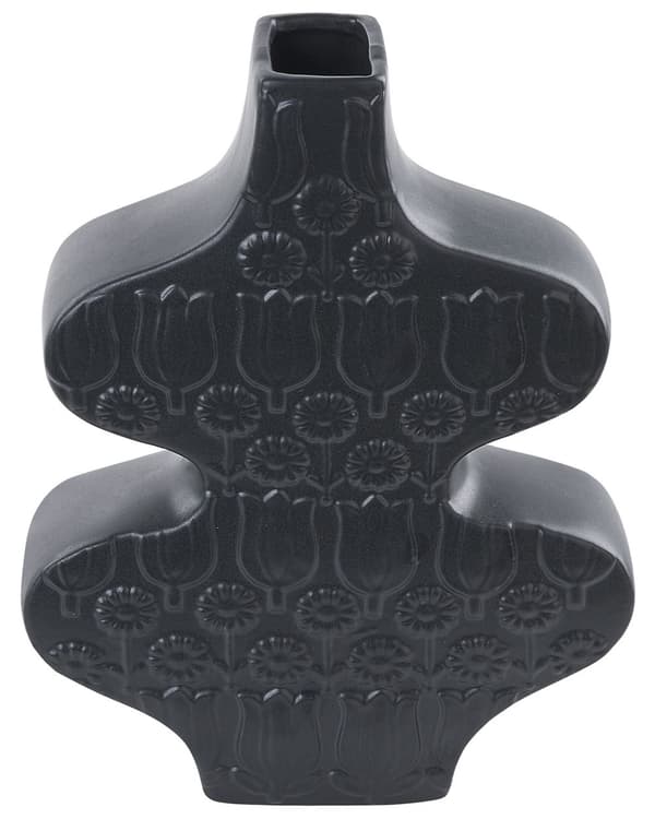 Dekorativ Abstrakt Formad Vas Svart Porslin 25 cm Ojämn Form