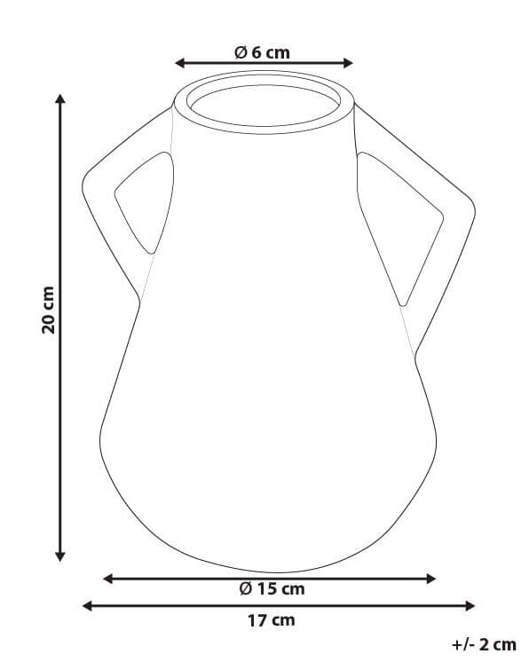 Kukkamaljakko musta 17 x 30 x 15 cm dolomiitti käsintehty kahvat minimalistinen moderni boho