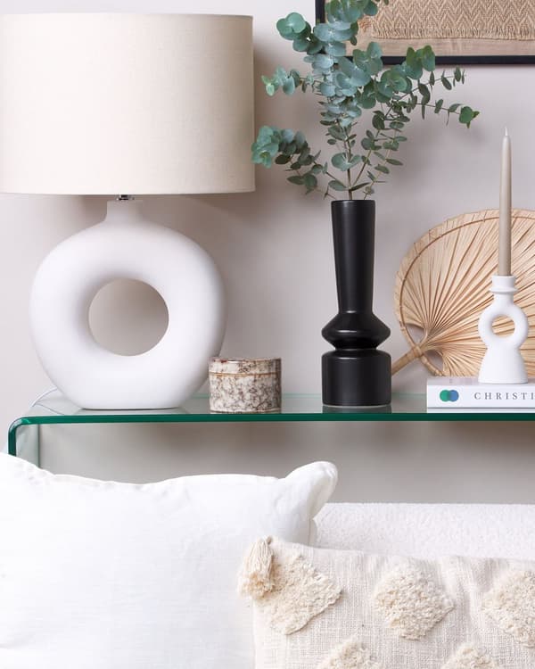 Kukkamaljakko musta 10 x 32 x 10 cm dolomiitti kevyt käsintehty minimalistinen boho