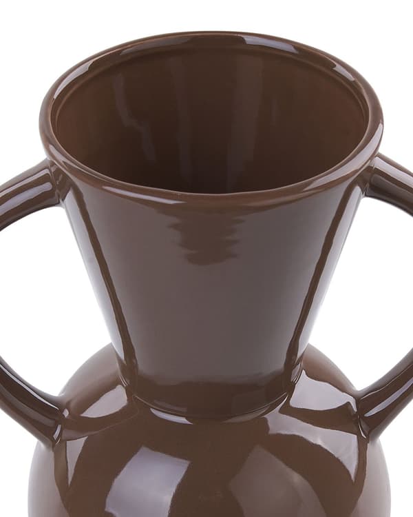 Dekorativ vase Brun Porcelæn 19 cm til Blomster Bord Tilbehør Minimalistisk